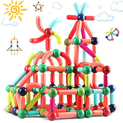 PRODUCTO 43 BAKAM Magnetic Building Blocks for Kids Ages 4-8, STEM Construction Toys for Boys and Girls, Large Size Magnetic Sticks and Balls Game Set for Kid’s Early Educational Learning (64PCS)