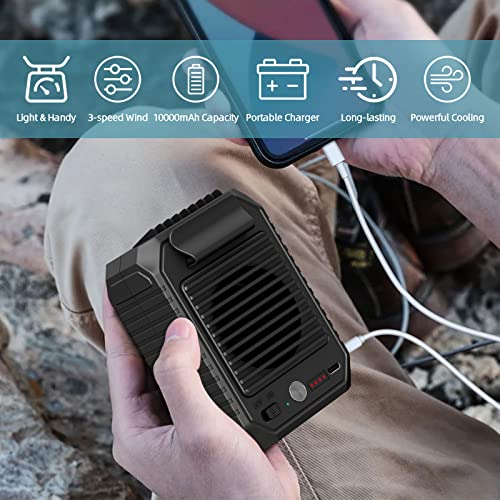 PRODUCTO 97 CIVPOWER Ventilador portátil con clip de cintura, batería de 10000 mAh, ventilador de cinturón personal manos libres, 3 velocidades, ventilador corporal para trabajos al aire libre, granja, senderismo, camping, jardinería, viajes