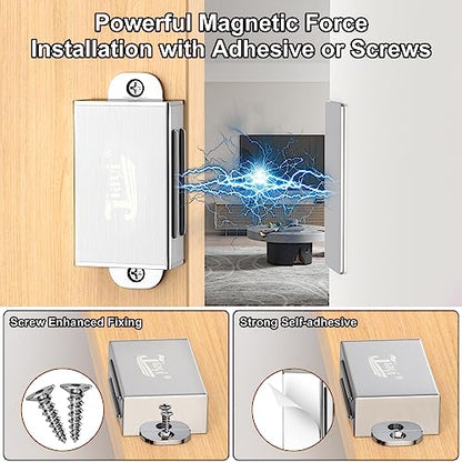 Cabinet Magnetic Catch Jiayi 4 Pack Magnetic Door Catch Adhesive Strong Cabinet Door Magnet Latch Stainless Steel Magnetic Cabinet Latch for Kitchen Magnetic Catch Closet for Drawer