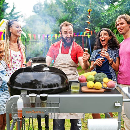 BBQMall Carro de soporte para mesa de parrilla para hervidor original Weber de 22 y 18 pulgadas, parrilla de carbón JumboJoe y Master-Touch, estación de cocina de mesa de preparación, pieza de parrilla de carbón Performer y accesorios para exteriores