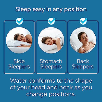 Almohada de agua de fibra Mediflow – Almohada ajustable para aliviar el dolor de cuello, almohada para dormir de lado, boca arriba y boca abajo, el inventor original de la almohada de agua, almohada de cama clínicamente probada (1 almohada)