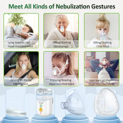 PRODUCTO 50 Nebulizador portátil para adultos, niños, recargable 𝐇𝐚𝐧𝐝𝐬𝐟𝐫𝐞𝐞, nebulizador FSA HSA para Albuterol y solución salina, nebulizador para asma, EPOC, URI en casa