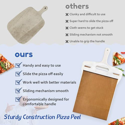 PRODUCTO 457 Pala de pizza deslizante para transferencia súper fácil de masa de pizza, pala de pizza antiadherente con asa, paleta de espátula mágica para pizza para hornos, pala de pizza , resistente deslizador de cáscara de pizza de 12 pulgadas