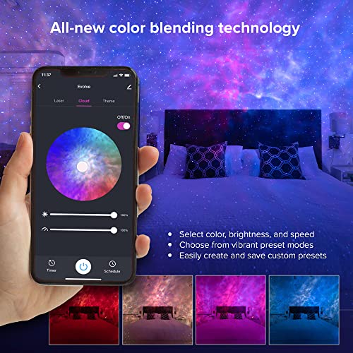 BlissLights Sky Lite Evolve - Proyector de estrellas, proyector de galaxias, iluminación LED de nebulosa, aplicación WiFi, para meditación, relajación, sala de juegos, cine en casa y regalo de luz nocturna para dormitorio (estrellas azules)