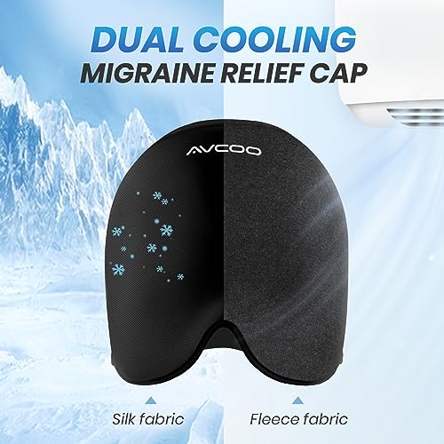 PROCUCTO 64 Gorro para aliviar la migraña con 25% de gel inodoro  para un tiempo de enfriamiento más prolongado, gorro reversible para el dolor de cabeza, envoltura para la cabeza con compresa fría para aliviar la tensión,  senos nasales y el estrés