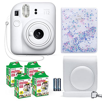 PRODUCTO 286 Fujifilm Instax Mini 12 Cámara instantánea Clay White + Paquete económico de película Fuji (40 hojas) + Paquete de accesorios para obturador, incl. Estuche de transporte compatible, álbum de fotos Quicksand Beads con 64 bolsillos