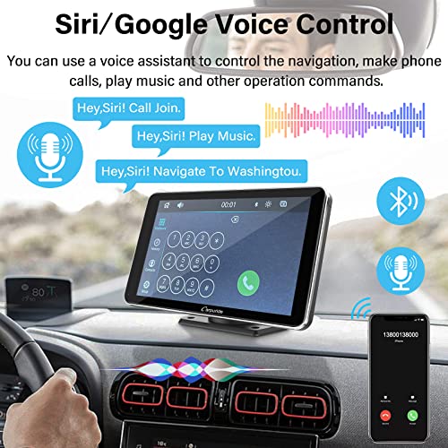 Carpuride 2023 El más nuevo Apple Carplay inalámbrico y Android Auto, receptor de radio portátil para automóvil con pantalla táctil Full HD de 7 pulgadas, estéreo para automóvil con Mirror Link, Google, Bluetooth