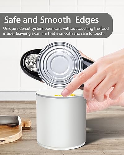 PRODUCTO 446 Abrelatas eléctrico para cocina con artritis - Abrelatas portátil a pilas con borde liso, abrelatas automático manos libres, un toque para comenzar fácil para personas mayores con artritis, negro