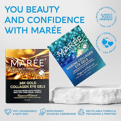 MAREE Mascarillas faciales para el cuidado y la belleza de la piel – Mascarillas faciales con extracto de perla natural, colágeno marino y ácido hialurónico – Mascarillas faciales de colágeno antienvejecimiento para arrugas y piel seca, paquete de 6