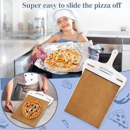 PRODUCTO 457 Pala de pizza deslizante para transferencia súper fácil de masa de pizza, pala de pizza antiadherente con asa, paleta de espátula mágica para pizza para hornos, pala de pizza , resistente deslizador de cáscara de pizza de 12 pulgadas