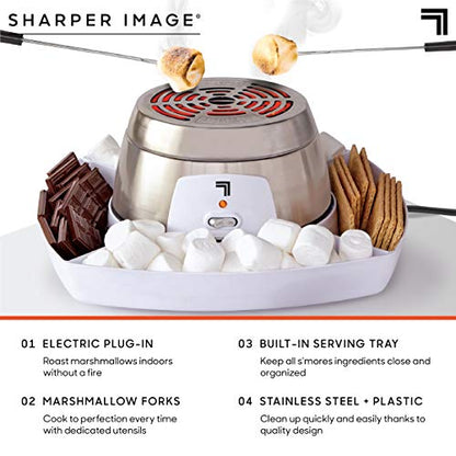 PRODUCTO 435  Máquina eléctrica para hacer S'mores de mesa para interiores, juego de 6 piezas, incluye 4 brochetas y 4 compartimentos para servir, fácil limpieza y almacenamiento, asador de malvaviscos de mesa, diversión familiar para niños y adultos