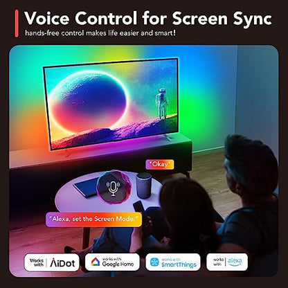 OREiN Retroiluminación LED para TV, Tira de Luces LED WiFi con Caja de sincronización HDMI 2.0, Luces LED para TV 4K de 30 a 65 Pulgadas, iluminación Ambiental con Control de Aplicaciones, Compatible con Alexa y Google Assistant