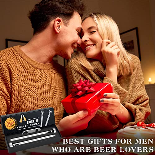 Regalos para hombres, papá, Navidad, 2 varillas enfriadoras de cerveza con 1 abridor de botellas, relleno de calcetines para él novio, regalos únicos de cerveza para hombres, ideas geniales de regalos de cumpleaños de aniversario para marido adulto