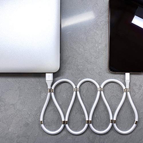 PRODUCTO 106 Cable de datos magnético USB C de cuerda mágica, cable de carga USB A a USB tipo C, cable de carga de datos de absorción magnética de bobina fácil 360 grados 3 en 1 (3 pies/0,9 m)