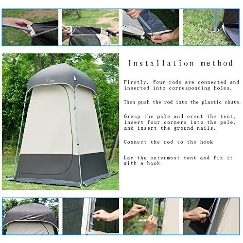 Outdoor Shower Tent Changing Room Privacy Portable Camping Shelters (Gray)