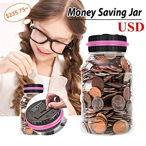 PRODUCTO 109 Tarro de dinero para contar dinero, alcancía Winnsty, contador de monedas digital con pantalla LCD, caja de ahorro de dinero de gran capacidad para niños y adultos como regalo en Navidad, cumpleaños (rosa)