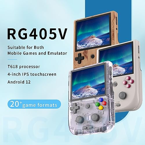 PRODUCTO 259 Consola de juegos portátil retro RG405V, Unisoc Tiger T618 Sistema Android 12 Pantalla táctil IPS de 4.0 pulgadas Soporte 5G WiFi Bluetooth 5.0 con tarjeta TF de 128G 3172 juegos Batería de 5500 mAh (púrpura)