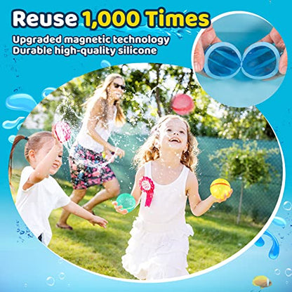 PRODUCTO 143 SOPPYCID Globos de agua reutilizables, llenado rápido y bombas de agua autosellantes, bola de silicona suave para salpicaduras de agua, sin recogida después de la pelea de agua, bola de agua magnética para juegos al aire libre, (8 unidades)