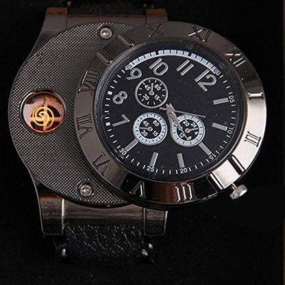 PRODUCTO 160 Findtime Hombres USB Recargable Cigarrillo Encendedor Reloj Novedad Encendedores Frescos A Prueba de Viento Sin Llama Relojes de Pulsera de Diseñador Únicos