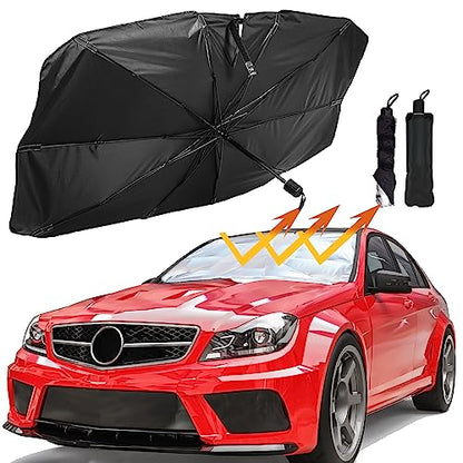 Tegik Parasol para parabrisas delantero de coche, parasol para parabrisas de coche, protección solar interior automotriz para parabrisas de coche, 53 x 31 pulgadas