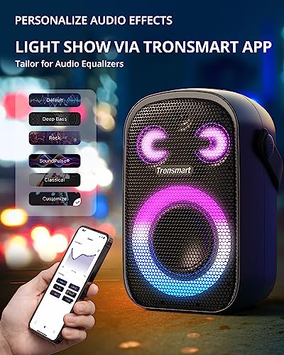 Altavoz Bluetooth portátil para fiestas Tronsmart Halo 100, subwoofer con calidad de sonido HIFI para animar tu fiesta. Emparejamiento estéreo inalámbrico mediante aplicación, tiempo de reproducción de 18 horas, resistencia al agua IPX6,