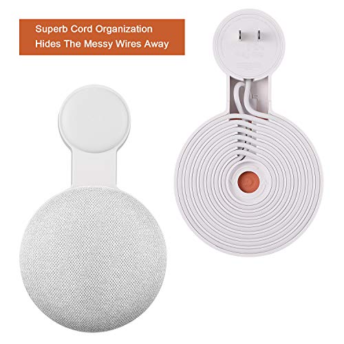 Caremoo Google Home Mini Soporte de pared para montaje en pared, diseño que ahorra espacio, soporte de salida de CA, gestión perfecta de cables para Google Home Mini Voice Assistant (blanco, paquete de 3)