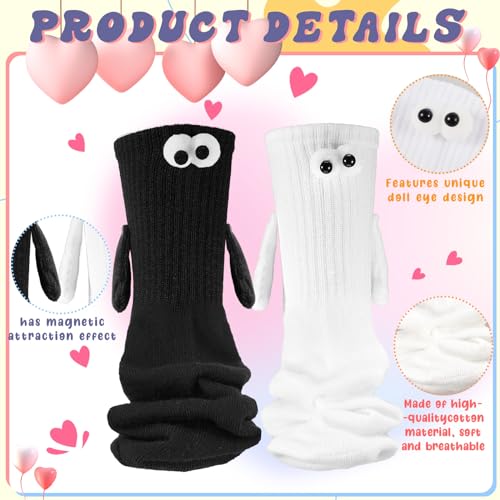 Suhine 8 Pares Calcetines de Mano para Parejas Calcetines magnéticos para Manos Calcetines para muñecas 3D con Ojos Regalos para Manos magnéticas (Estilo clásico)