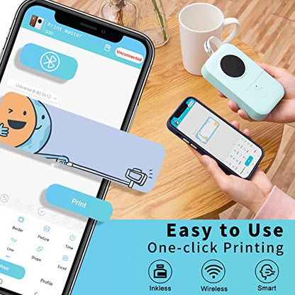 PRODUCTO 348 \Máquina para hacer etiquetas, Mini impresora de etiquetas Bluetooth portátil, Etiqueta térmica portátil para teléfono inteligente Etiquetadora pequeña Múltiples plantillas Icono de fuente Fácil de usar Sin tinta Recargable