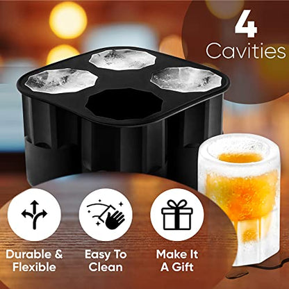 PRODUCTO 85 Moldes/bandejas de hielo de silicona para vaso de chupito para congelador con 4 cavidades, cubitos de hielo de vaso de whisky reutilizables, capacidad para 1oz cada uno, 1,3 pulgadas