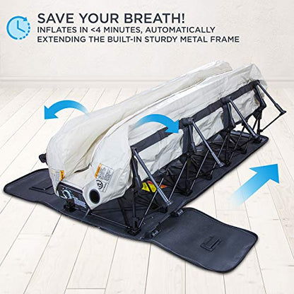 PRODUCTO 37 Colchón de aire Ivation EZ-Bed (Twin) con tecnología Deflate Defender™ Bomba de confort automática dual y material laminado de doble capa - Marco de cama de aire y estuche con ruedas para invitados, viajes, vacaciones, camping