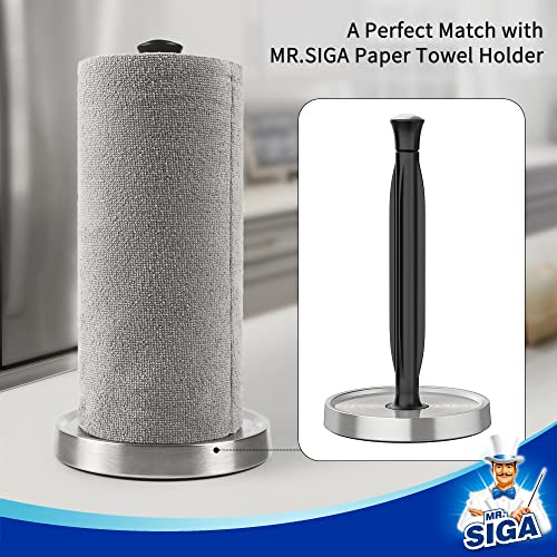 MR.SIGA Microfiber Cloths in Roll, Lint Free Cleaning Wipes, Value Pack Reusable Kitchen Towels, 50 Cleaning Cloths Per Roll, Gray