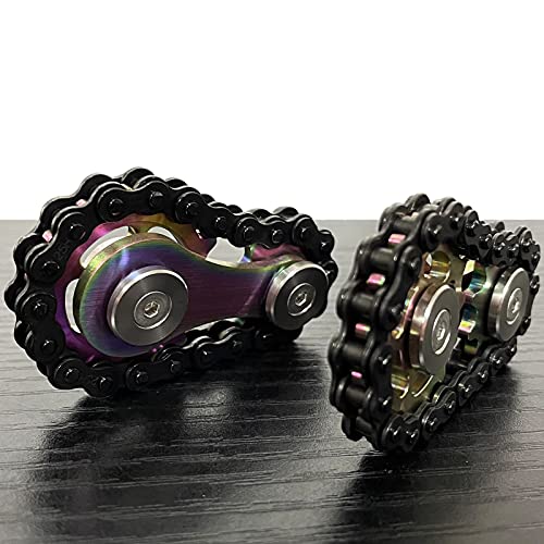 PRODUCTO 244 Bitopbi Piñón de acero inoxidable Fidgets Cadena Fidget Cube Engranajes Enlace Cadena de bicicleta Novedad Fidget Block Cinético Escritorio Juguete Metal EDC Focus Meditación Romper Malos Hábitos TDAH (Colorido+Negro)