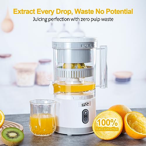 Máquinas exprimidoras eléctricas de cítricos - Exprimidor de jugo de naranja portátil recargable para naranja, limón, kiwi, pomelo, pequeños electrodomésticos de cocina 2023 con cepillo de limpieza y colador de jugos