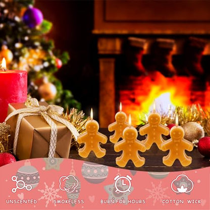 MTLEE Juego de 12 velas de Navidad, velas de Navidad para el hogar, vela en forma de árbol de Navidad, vela de hombre de jengibre, vela de alce de Navidad para fiesta de Navidad, decoración de Año Nuevo (hombre de jengibre)