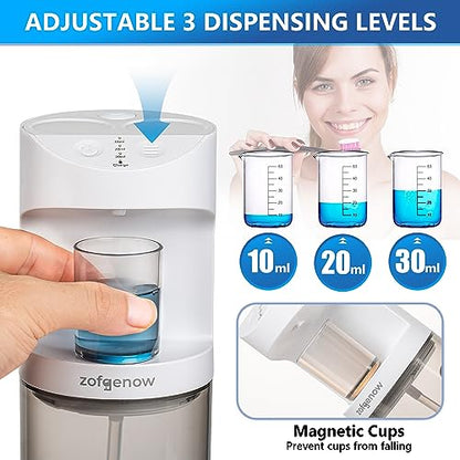 PRODUCTO 480 ZOFGENOW Dispensador automático de enjuague bucal para baño, accesorios de baño, dispensadores de 19,4 FlOz, niveles de dispensación ajustables, dispensador montado en la pared, adecuado para todos los grupos de edad, blanco nieve