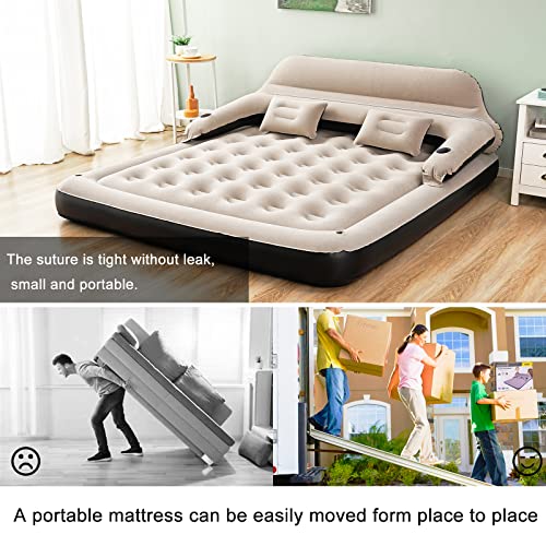 RAPTAVIS King Size Air Mattress Sofa Bed for Camping,Portable Inflatable Couch with Pillow,Blow Up Bed for Outdoor Overnight