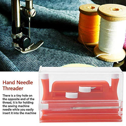 PRODUCTO 238 Enhebrador de agujas de escritorio, enhebrador manual, herramienta de inserción de enhebrador de agujas de doble orificio rojo para máquina de coser con 5 agujas