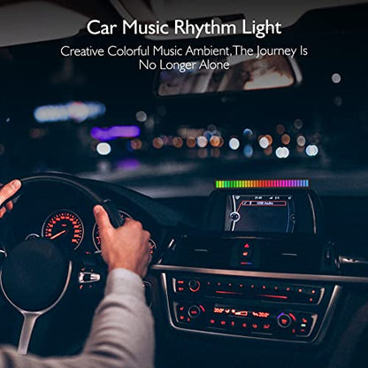 Barra de luz de control de sonido RGB, barra de luz de ritmo activada por sonido inalámbrica, barra de luz LED ambiental recargable de 32 bits con nivel de música colorido activado por voz para coche, sala de juegos, fiesta, DJ, escritorio (2 paquetes)