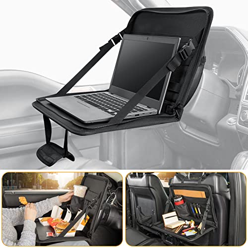 JOYTUTUS Bandeja para Comer en el Volante 3 en 1 , Escritorio para computadora portátil en el Asiento Trasero del Auto, Bolsa de Oficina Multifuncional para el Auto, Mesa de Trabajo para Escribir, Organizador de Auto para niños, Viajeros, Familia