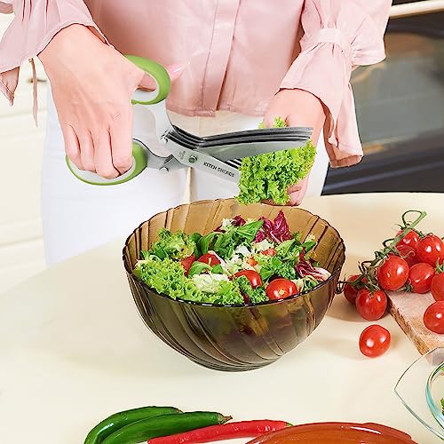 Kitchshears Tijeras para hierbas con 5 cuchillas y cubierta: tijeras para cortar hierbas de alta calidad, de acero inoxidable y fáciles de limpiar, tijeras para verduras resistentes para ensalada picada y carne picada, peine para hierbas BONUS