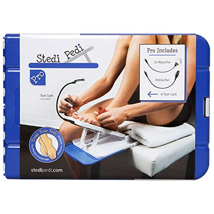 Stedi Pedi Pro - Professional Home Pedicure Kit - Pro Includes Lit Magnifier, Drying Fan, and Task Light - Paint Nails with Ease Using Pedi Assistant Tool - DIY for Women of All Ages