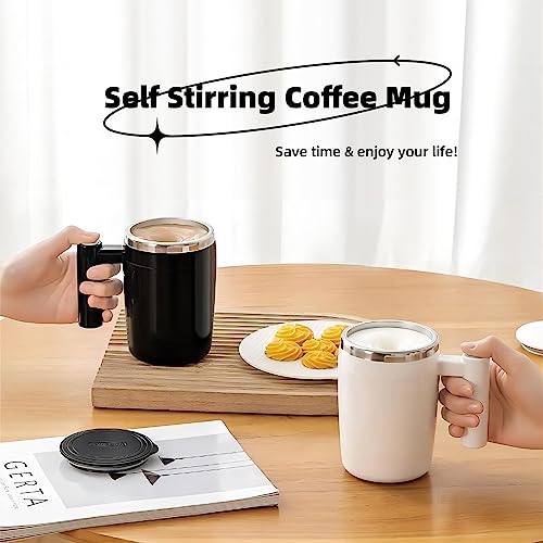 Taza de café con agitación automática, KittBaby, taza mezcladora magnética automática de acero inoxidable recargable para café, té, leche, cacao, taza mezcladora eléctrica blanca de 13 oz, el mejor regalo