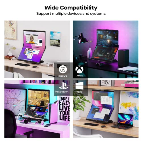 PRODUCTO 16 Mobile Pixels Geminos Monitores de computadora apilados duales de 24" con cámara web y parlantes 1080P, carga USB-C de 65 W, monitor de escritorio vertical todo incluido, HDMI/USB-A/USB-C, infinitamente ajustable (2 monitores)