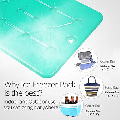 Large Ice Packs For Coolers and Ice Chest by Portion/Perfect - 20 Minute Quick Freeze Long Lasting Freezer Packs - Slim, Sealed and Reusable Ice Substitute 13 x 10 inch - Set of 2