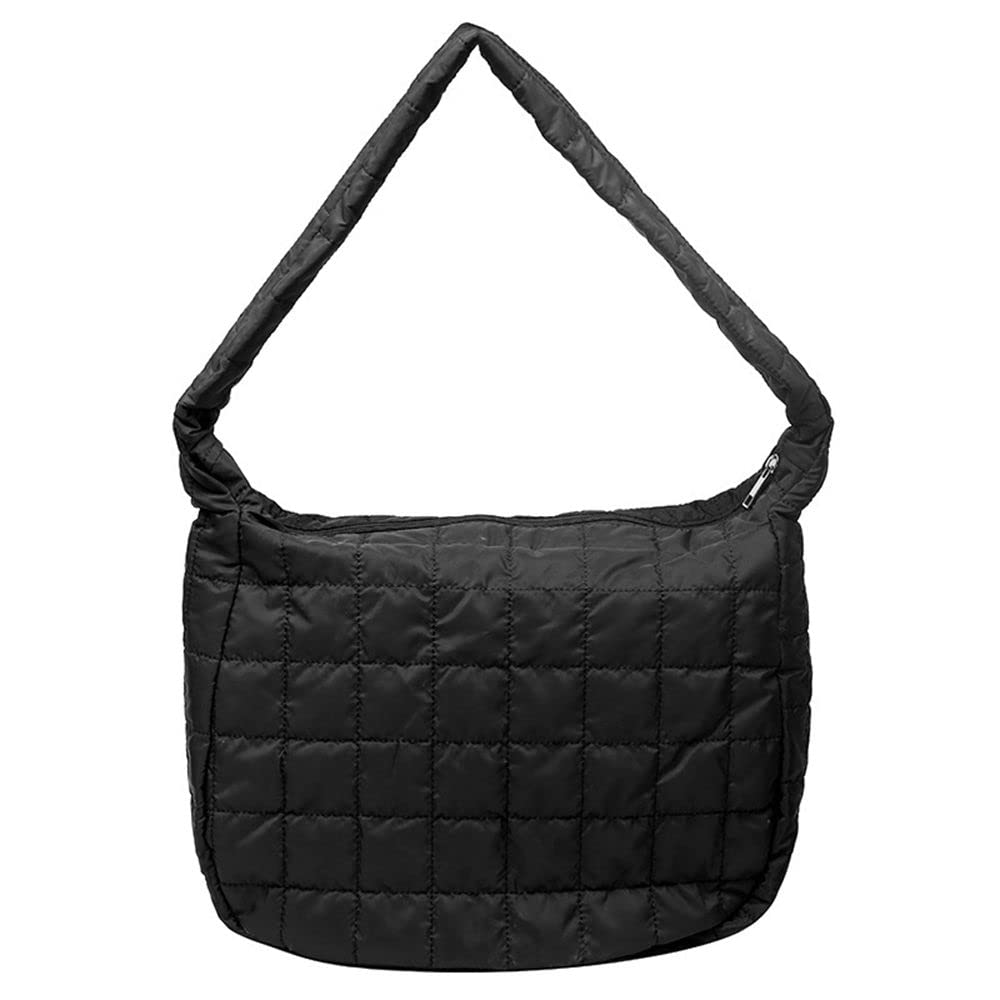 PRODUCTO 601-5 Bolso de hombro acolchado para mujer Bolso de mano ligero Bolso cruzado suave Bolso de mano de gran capacidad (negro)