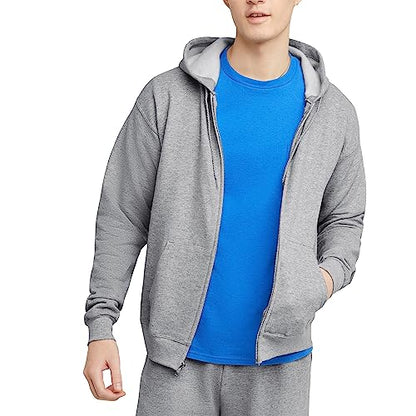 Hanes Sudadera con capucha Eco-Smart con cremallera completa para hombre, acero ligero, talla mediana