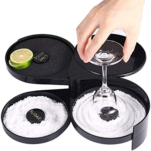 1 paquete de bordeador de vidrio de barra de 3 niveles para Margarita y cóctel, herramienta de barman, contenedor de especias para caja de sal