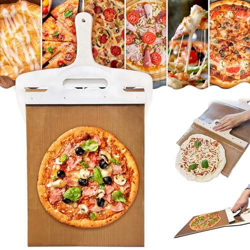 PRODUCTO 457 Pala de pizza deslizante para transferencia súper fácil de masa de pizza, pala de pizza antiadherente con asa, paleta de espátula mágica para pizza para hornos, pala de pizza , resistente deslizador de cáscara de pizza de 12 pulgadas