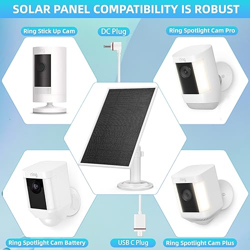 1 paquete: panel solar para cámara Ring compatible con batería Ring Stick Up Cam y Ring Spotlight Cam Plus