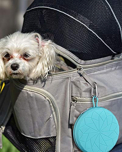 PRODUCTO 2 KALLAK Cuencos plegables de silicona para perros con funda de silicona con cremallera, cuencos portátiles 2 en 1 para perros de viaje, cuenco para perros desplegable, sin derrames, antideslizante, para alimentos y agua para mascotas con clip